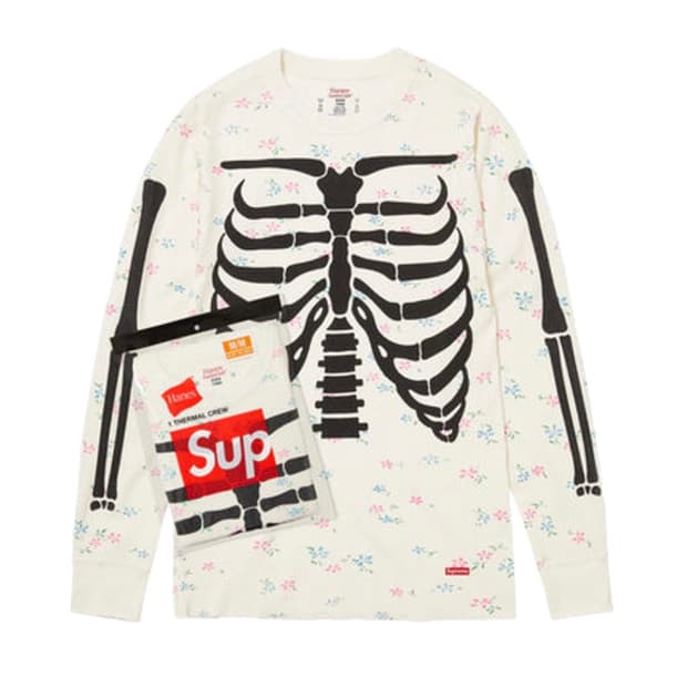 [M]슈프림 헤인즈 본즈 써멀 크루 플로럴