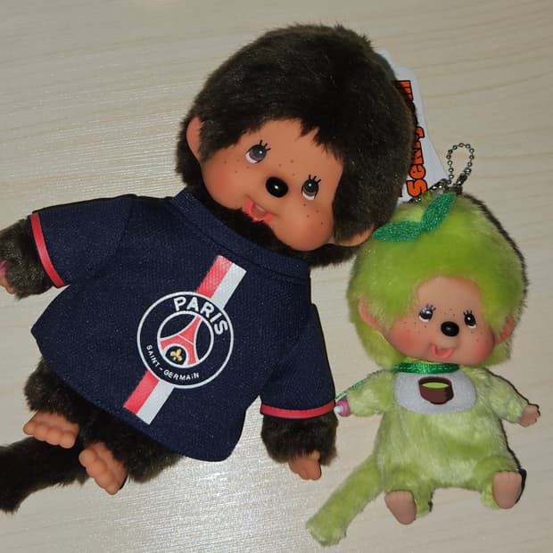 몬치치 인형 키링 2개 일괄(파리 몬치치+녹차 몬치치)