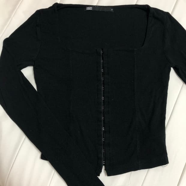 보헴서 후크 가디건 블랙