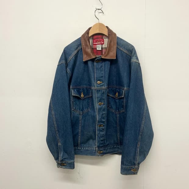 90s 말보로 가죽 카라 데님 자켓