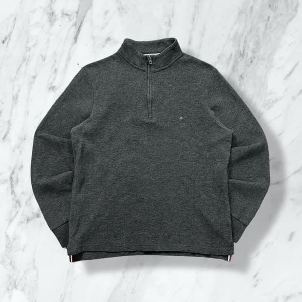 타미힐피거 그레이 하프집업 스웨트셔츠