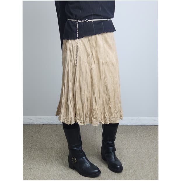 스웨이드 주름 스커트