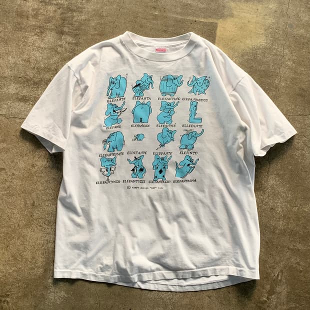 90s Elefante 프린팅 티셔츠