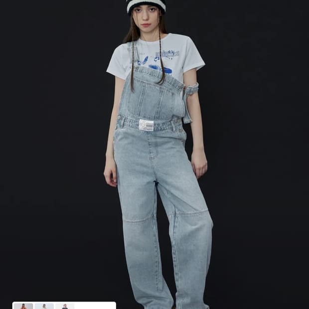 Nasty fancyclub 데님 멜빵바지
