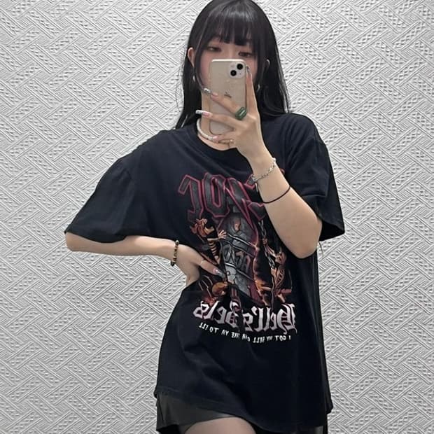 에이씨디씨 스트릿 펑크 메탈릭 고딕 스컬 반팔티 3XL C12584