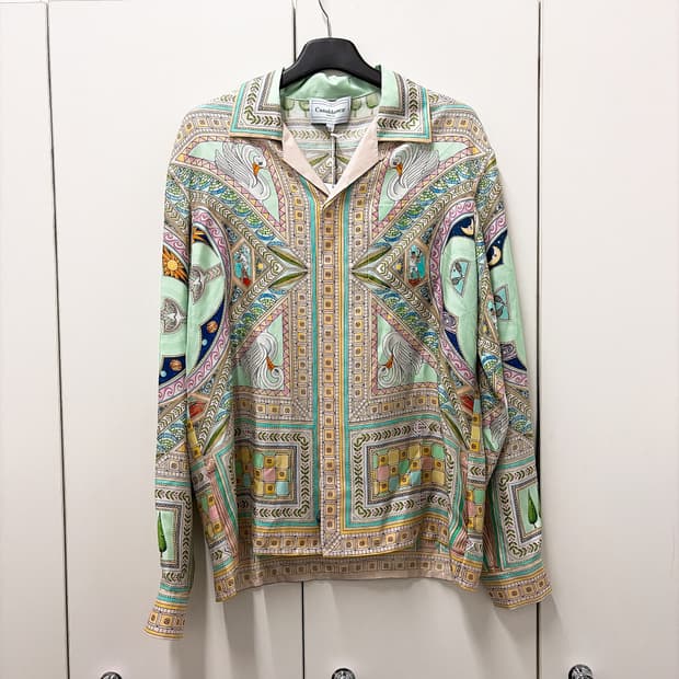 (정품/새상품) 카사블랑카 남성 멀티컬러 실크 트윌 셔츠