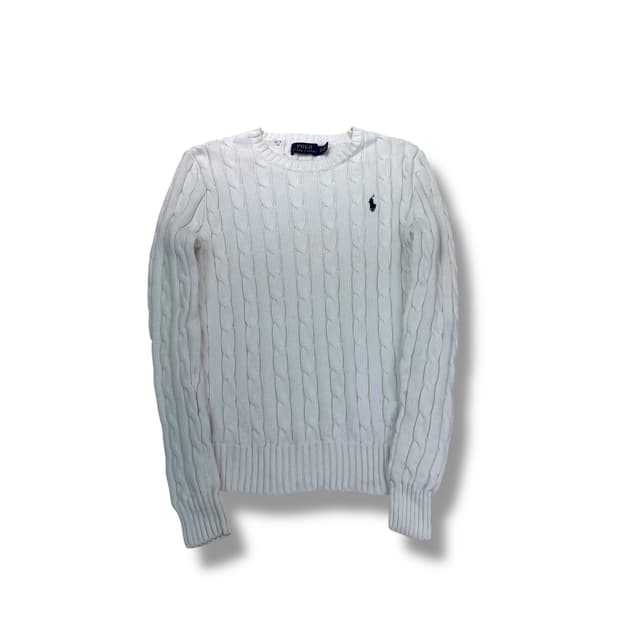 W 90 폴로랄프로렌 신형 화이트 꽈배기 니트