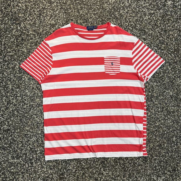 랄프로렌 폴로 스트라이프 포켓 티셔츠 (2XL)  