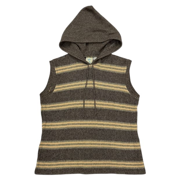 오일릴리 빈티지 모리걸 하구미 스트라이프 니트 후드 베스트 Y2K 조끼