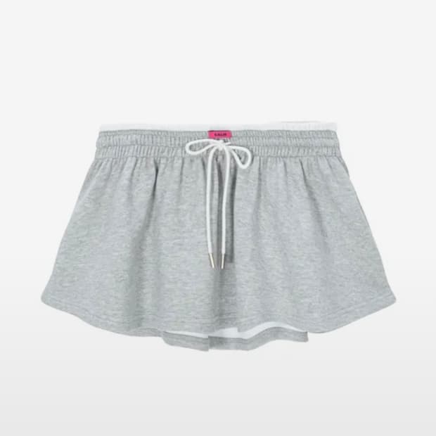 SHORT FLARE SKIRT-PANTS MELANGEGRAY