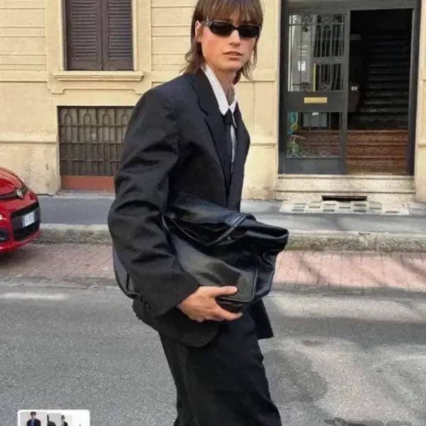 엘무드 테일러드 울 스트라이프 차콜 48