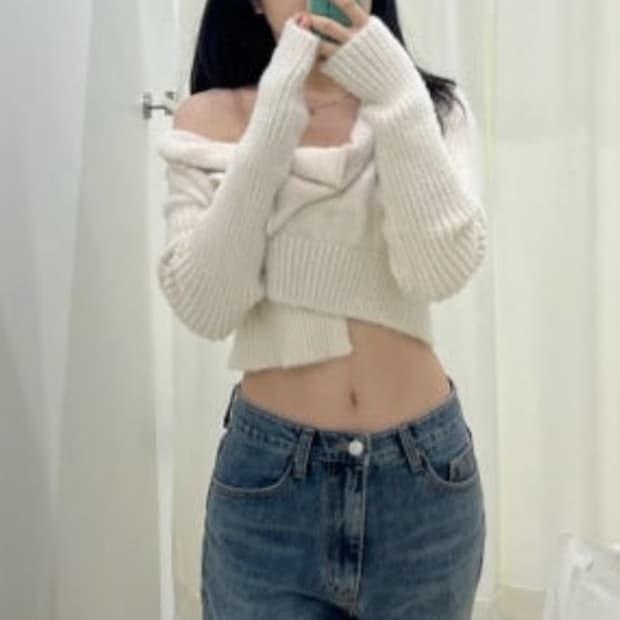 Threetimes) hairly wrap cardigan 
