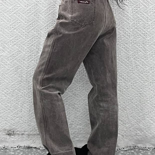 빈티지 올드스쿨 모던 캐주얼 워싱 와이드 코튼팬츠 35인치 C10765