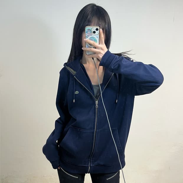 Lacoste navy hood zip-up