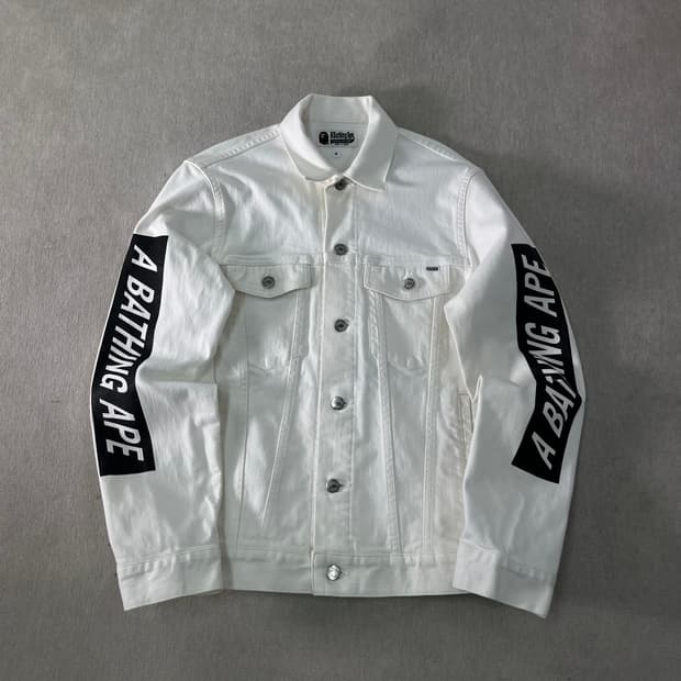 95 베이프 화이트 데님 사이드 라인 자켓 