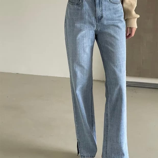 라이크유 티롭 트임 연청일자팬츠m