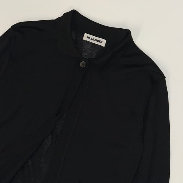 질샌더 jil sander 블랙 원버튼 7부 소매 가디건 (40)