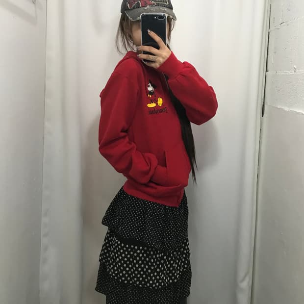 디즈니 미키마우스 레드 후드집업 