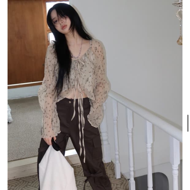 빈티지 링클 쉬폰 블라우스