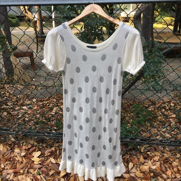 아이보리 도트 니트 원피스