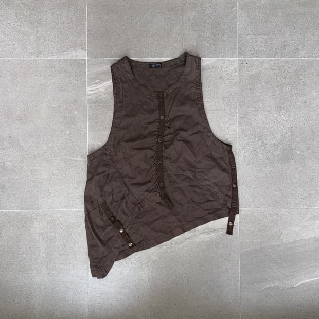 Dark brown shirring button balloon 슬리브리스