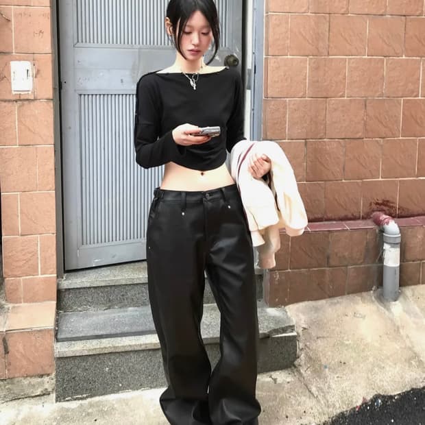 설라노x탄산 드롭 백포켓 레더팬츠 (3사이즈)