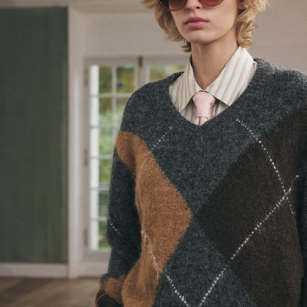 ZARA 자라 울 아가일 브이넥 니트 스웨터 S