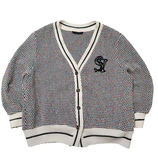 SISLEY 시슬리 컬러믹스 브이넥 숏 트위드 가디건