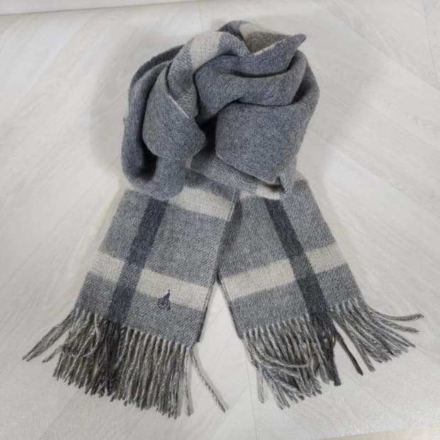 남녀공용 빈폴 체크 울 머플러 목도리 그레이 체크