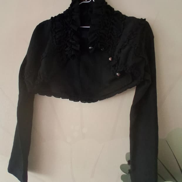 고스 펑크 히메갸루 블랙 프릴 볼레로 가디건