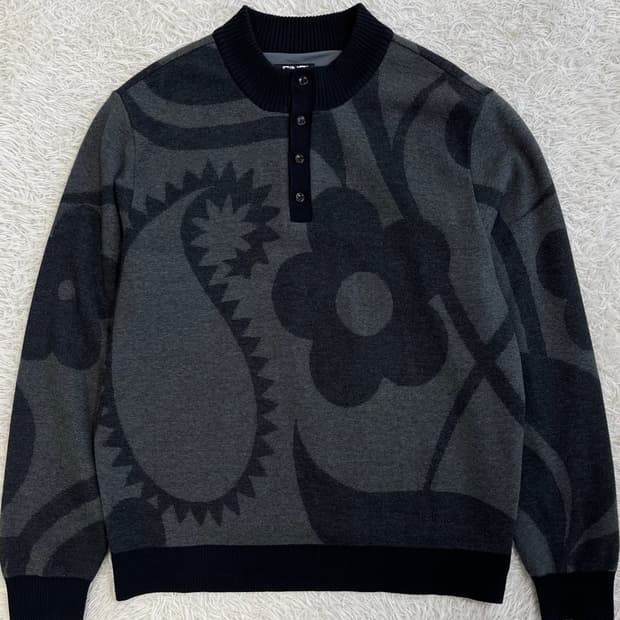 핑 골프 자카드 방풍 반버튼 긴팔 니트/#611