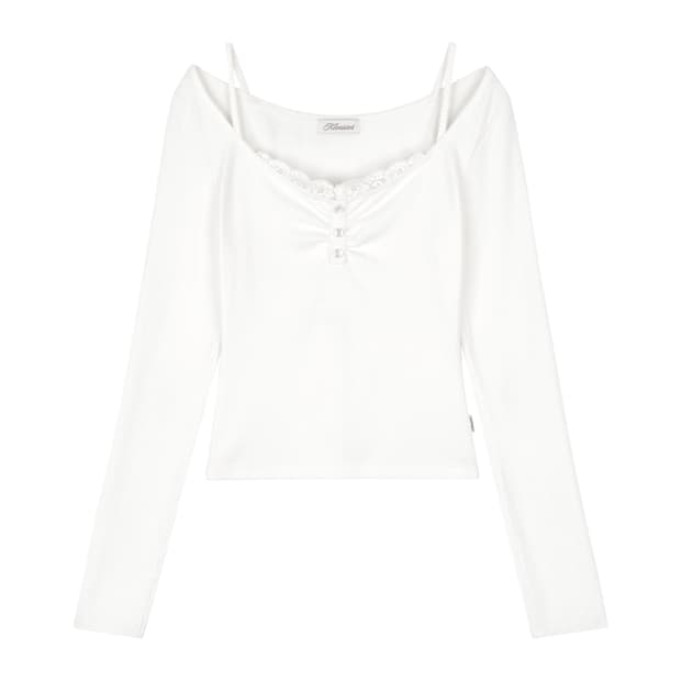 Kleesier Milkshake Lace Button Top