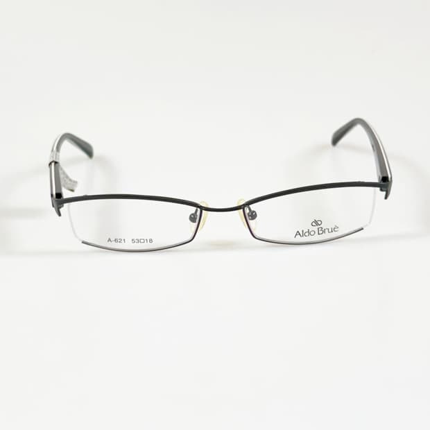 ALDO BRUE 블랙 세미 림리스 스퀘어 메탈 빈티지 안경
