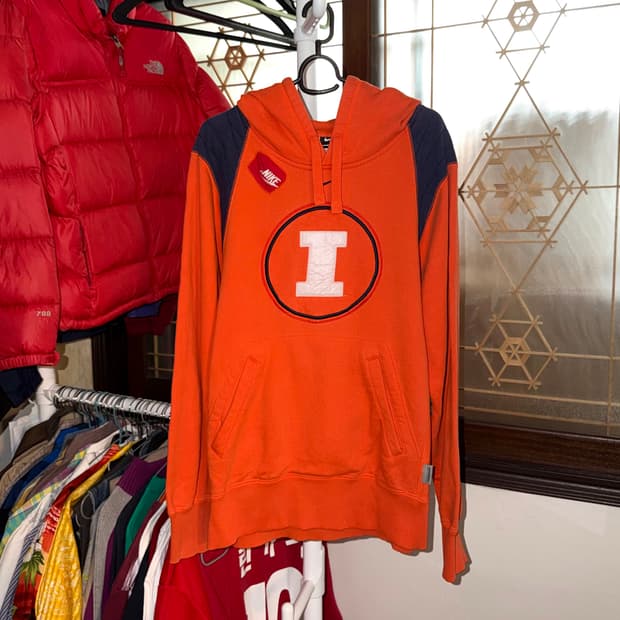 00‘s 나이키 일리노이 어센틱 컬리지 후드티 오렌지