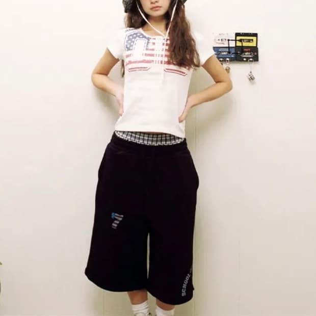 에이이에이이 TRUNK LAYERED SWEATSHORTS [NAVY]