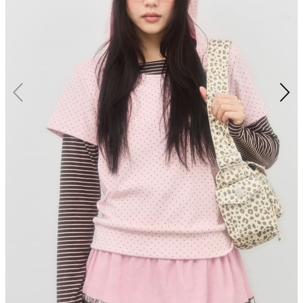 샤키리 뉴 쿠키 레이어드 후디 탑 핑크