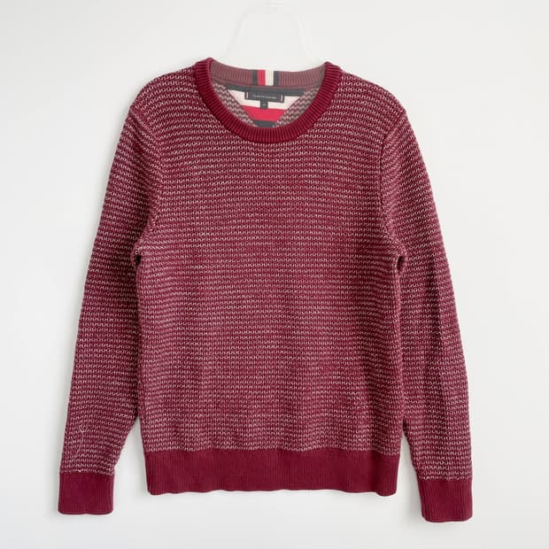 F2 타미힐피거 코튼 허니콤 크루넥 스웨터 M사이즈