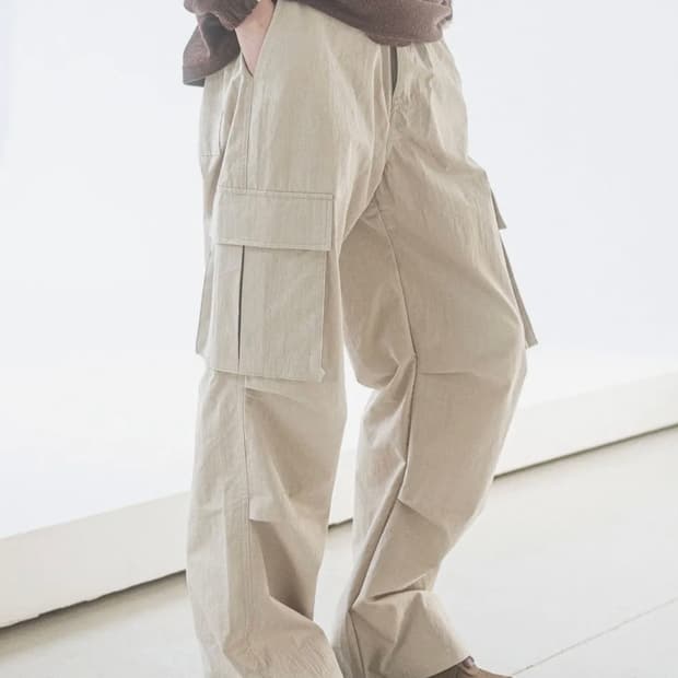 1회 착용 해비즘  PARACHUTE CARGO PANTS(BEIGE)