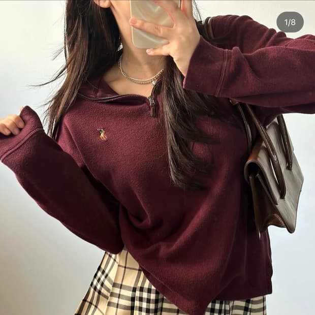 폴로 버건디 반집업