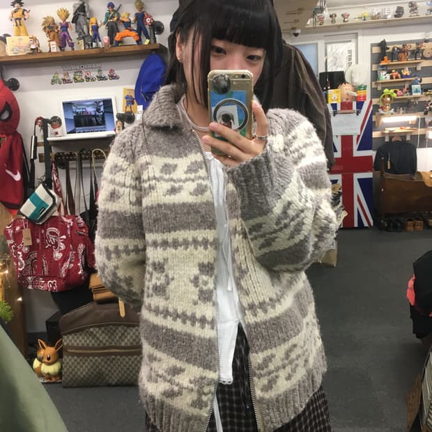 빈티지 코위찬 니트 집업