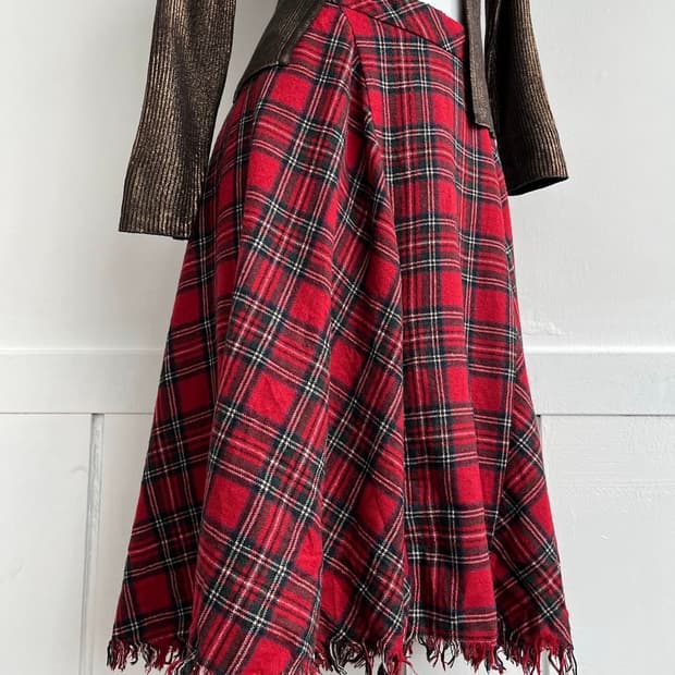 Olive des olive 레드 체크 롱 스커트