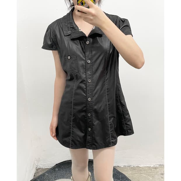 블랙 절개 벨티드 원피스 상품이미지1