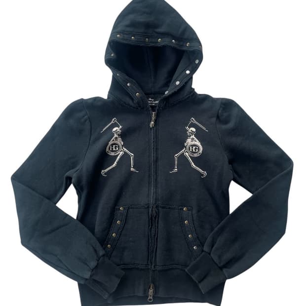 (희귀매물) 히스테릭 글래머 스컬 그래픽 참 스터드 후드집업