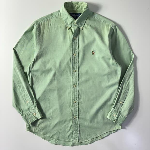 Polo  폴로 랄프로렌 자수 코튼 라이트그린 옥스퍼드 셔츠 