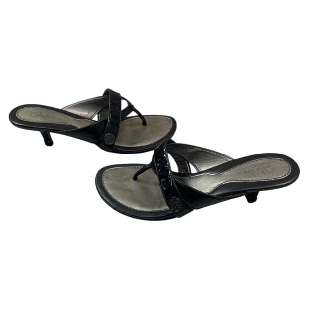 콜한 Colehaan 블랙 페이턴트 레더 키튼힐 쪼리 샌들 7B(240)