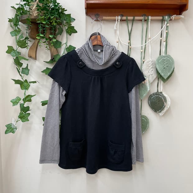 스트라이프 긴팔 레이어링 탑