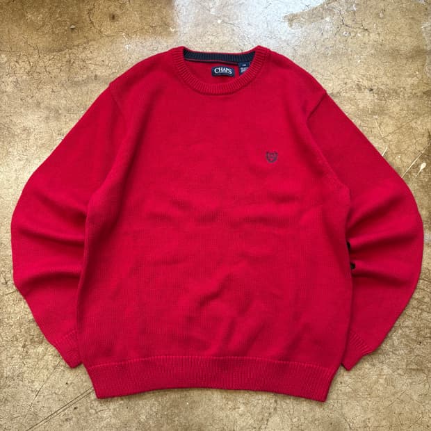 챕스 CHAPS 레드 코튼 니트