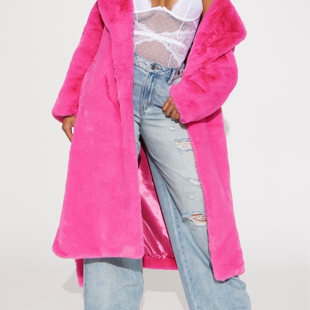 FASHION NOVA 핫핑크 퍼코트