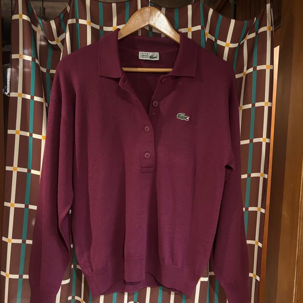 라코스테 긴팔 버건디 니트