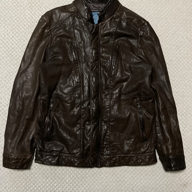 EDITION 웨스턴 무드 램스킨 양가죽 절개 바이커 레더 자켓